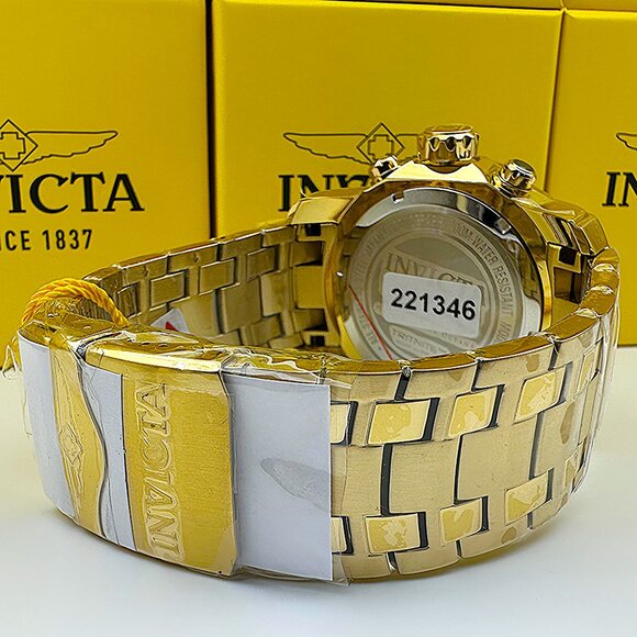 Invicta Men's 48mm PRO DIVER Scuba Chronograph Green Dial 18K Gold Plated Watch - Picture 6 of 8